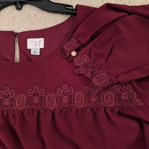 A New Day Long Sleeve Burgandy Dress